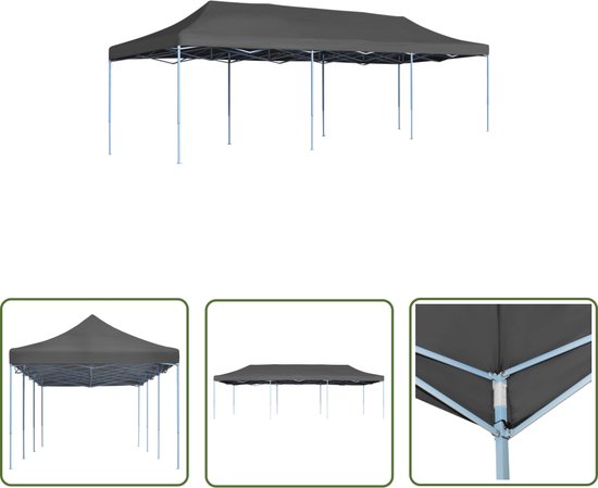 vidaXL Partytent - Vouwtent - Vouwtent pop-up 3x9 m antraciet - Tuinparty - Feesttent - Outdoor Event