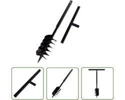 vidaXL Tuingereedschap - Grondboor - Grondboor met handvat en schroefkop 150 mm (zwart) - Grondgraver - Boorgerei - Bouwgereedschap