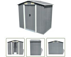 vidaXL Metalen Berging - Tuinberging - Tuinberging 204x132x186 cm metaal grijs - Buitenschuur - Garagebox - Opslagruimte