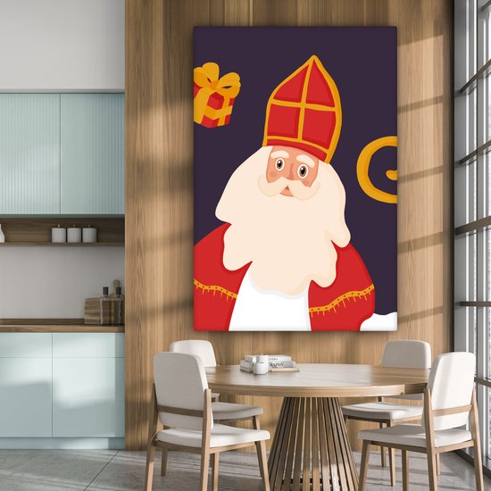 Tableau sur toile Sinterklaas - Personnel - Saint - Enfants - Garçons - Filles - Kids - 120x180 cm - Décoration murale XXL