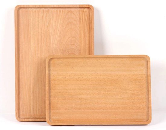 Handgemaakt Rustic Wood Rechthoekige Dienbladen Set - Groot En Klein Houten Dienblad Voor Keukenontbijt Thee En Koffietafel Wooden Tray