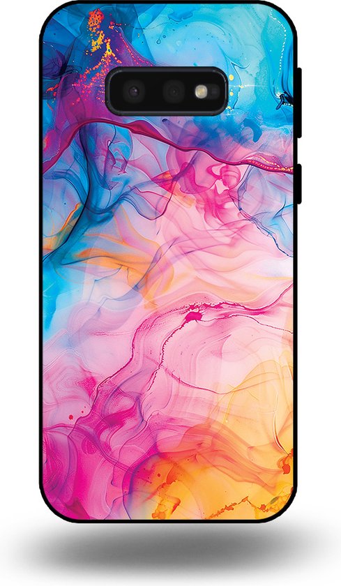Smartphonica Telefoonhoesje Geschikt voor Samsung Galaxy S10E met Regenboog Acryl Marmer Opdruk - TPU Backcover Case Rainbow Acrylic Marble Design geschikt voor Samsung Galaxy S10E