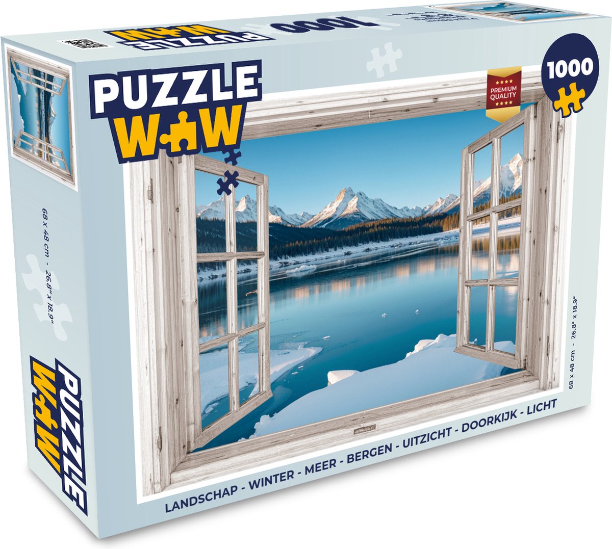 Puzzel Landschap - Winter - Meer - Bergen - Uitzicht - Doorkijk - Licht - Legpuzzel - Puzzel 1000 stukjes volwassenen