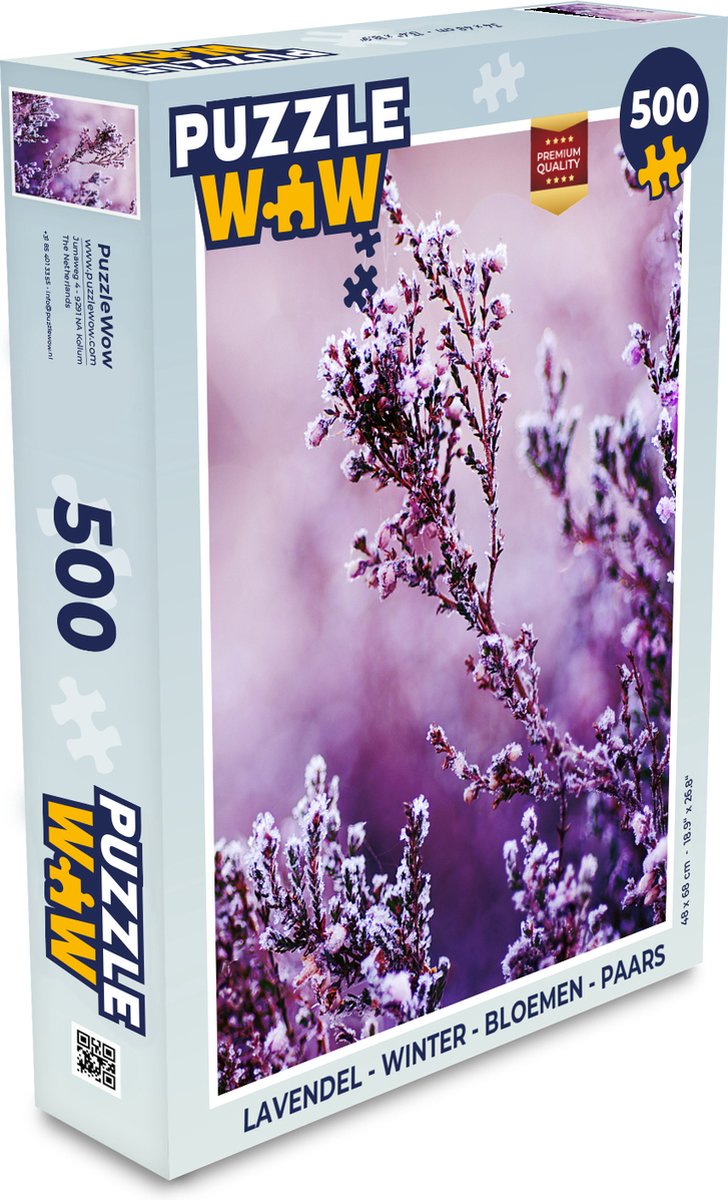 Puzzel Lavendel - Winter - Bloemen - Paars - Legpuzzel - Puzzel 500 stukjes