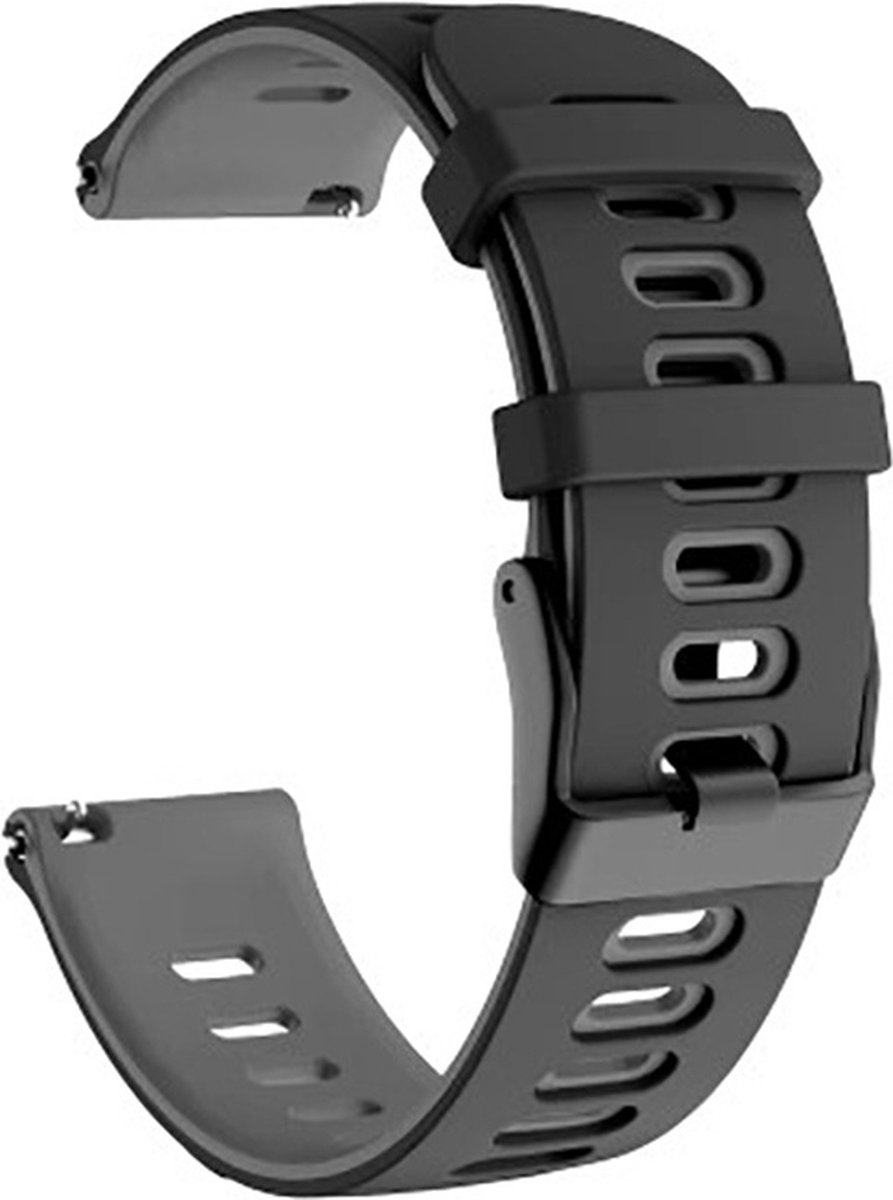 Siliconen bandje geschikt voor de Garmin Forerunner - Approach S20, S5 S6 - Fenix - Quatix - 22MM - Zwart Grijs