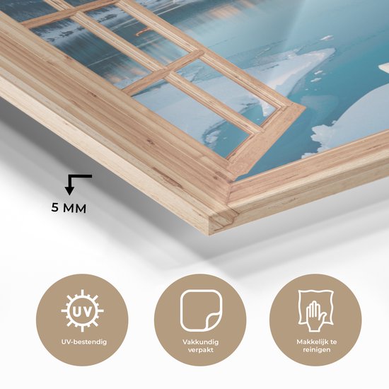 MuchoWow® Peinture sur verre 180x120 cm - Peinture sur verre acrylique - Vue - Paysage - Hiver - Lac - Montagnes - Vue - Photo sur verre - Décoration murale salon - Décoration murale chambre - Peintures