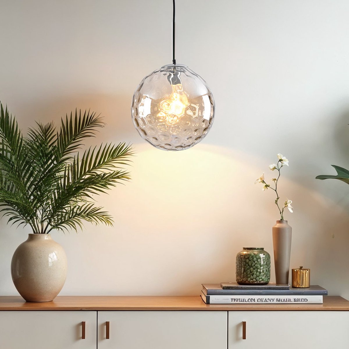 LumenXL Eigentijdse cognac glazen hanglamp - bolling - Hades