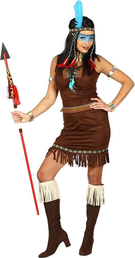 shoperama She-Wolf Indianenkostuum voor dames, zwart, jurk, riem shoperama She-Wolf Indianenkostuum voor dames, zwart, jurk, riem