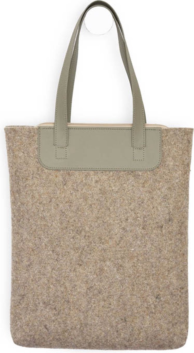 Shopper Dames - Schoudertas - Tote Bag - Boodschappentas - Gerecycled Vilt - Taupe | LIN | MADE out of