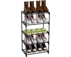 Compact 5-Layer Black Shoe Rack for Entrance Hallway and Closet Storage