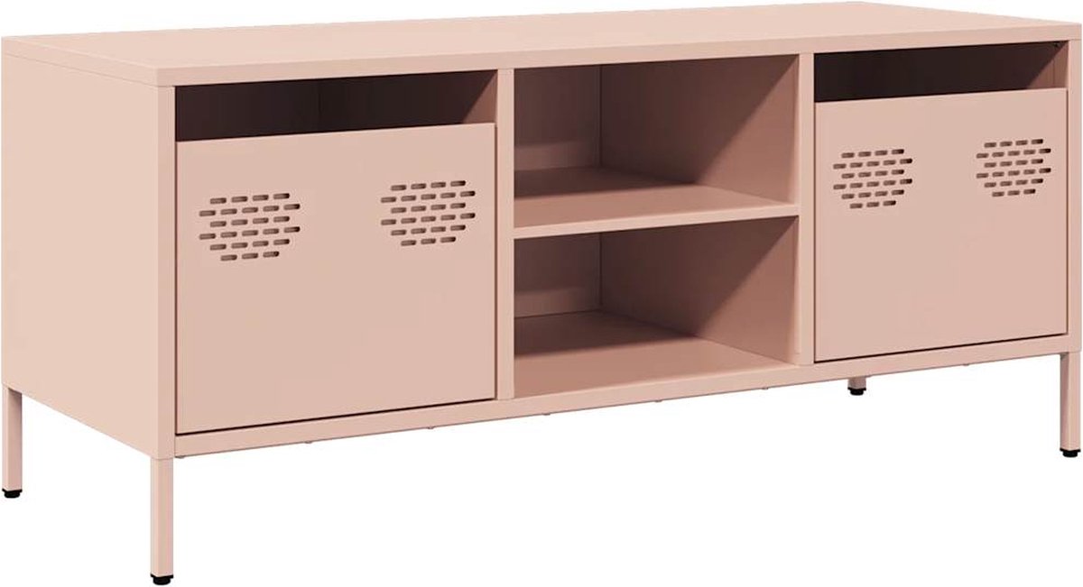 vidaXL - Tv-meubel - 101,5x39x43,5 - cm - koudgewalst - staal - roze