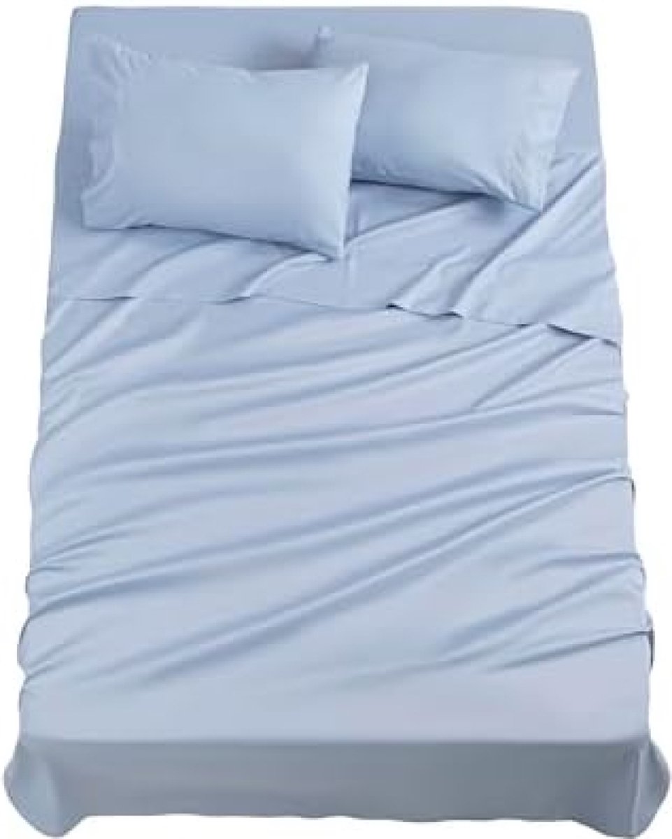 4-delige Beddengoedset, Hoeslaken, Sprei, 2 Kussenslopen (180 x 190/200 cm, Lichtblauw)