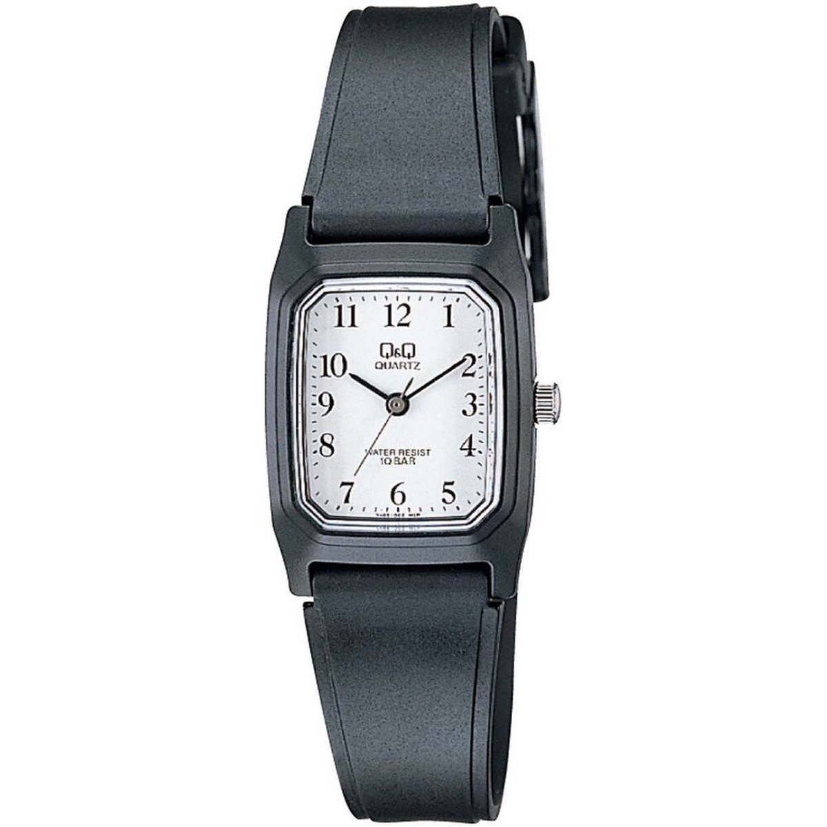 QQ VP49J001Y - Horloge - Sport - Analoog - Dames - Vrouwen - Plastic band - Rechthoek - Cijfers - Kunststof - Zwart - Wit
