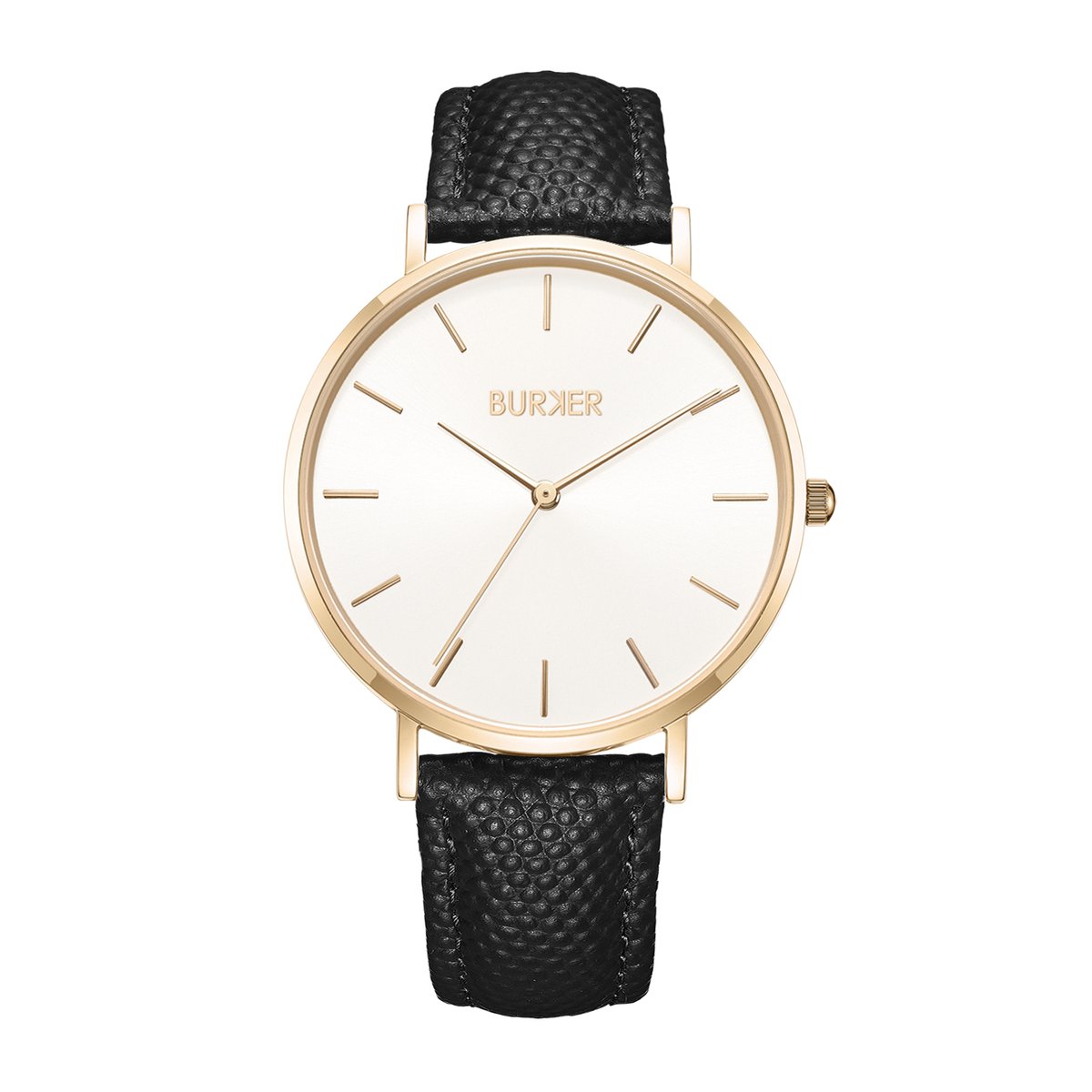 BURKER Ruby Horloge Dames - Rond - Goud Zwart - Leren Band - 38 mm