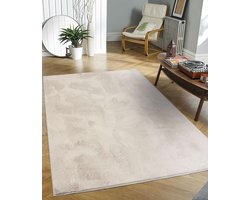 Flycarpets Amalfi vloerkleed Creme - Hoogpolig wasbaar Fluffy en Zacht - 160x220 cm