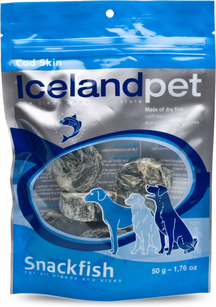 Icelandpet Dried Fish Cod Skin - Hondensnacks - 50 g