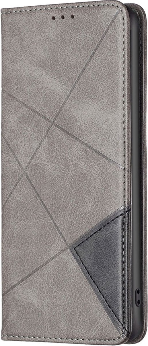 Mobigear Telefoonhoesje geschikt voor Samsung Galaxy S25 Plus Hoesje | Mobigear Rhombus Slim Bookcase | Pasjeshouder voor 2 Pasjes | Telefoonhoesje voor Pinpas / OV Kaart / Rijbewijs - Grijs
