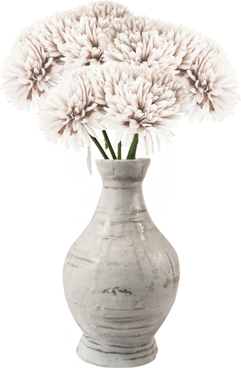 Chaks Kunstbloemen boeket dahlia - 3x - wit - 26 cm - bloemstuk - onderhoudsvrij