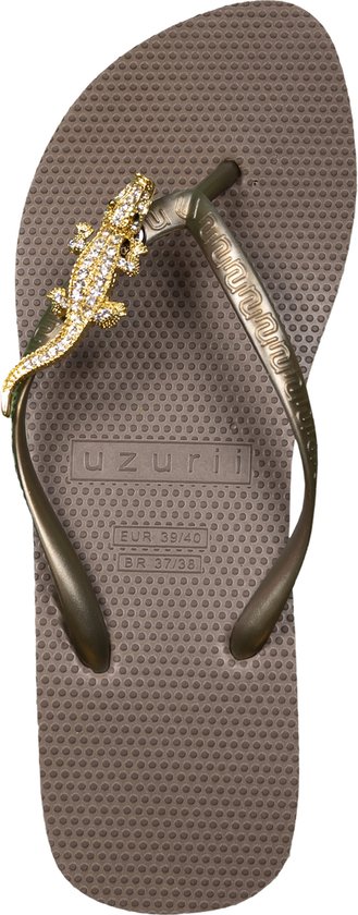 Uzurii Gold Crocodile Switch Sandales à talons hauts pour femmes, taupe, taille: 35/36