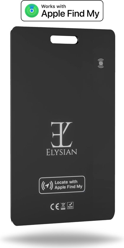 Elysian - Ultradunne Bluetooth Tracker Creditcard - 1,6mm - Compatibel met Apple Find My - Draadloos Oplaadbaar - Air Travel Tag voor Portemonnee en Bagage