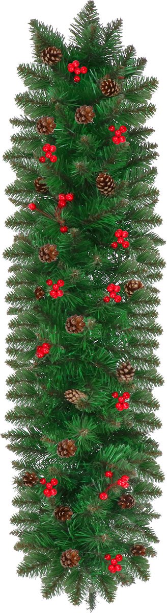 Springos Kerstslinger | 110 cm | Dennenappels | Lijsterbes | Groen