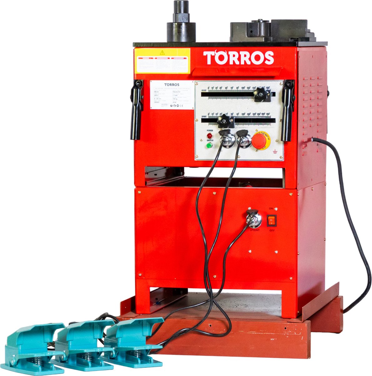 Elektrische betonstaalbuiger/knipper buigen en knippen betonstaal van 6 tot 25 mm 0° tot 180° 1,7 kW 230V Torros RBC25