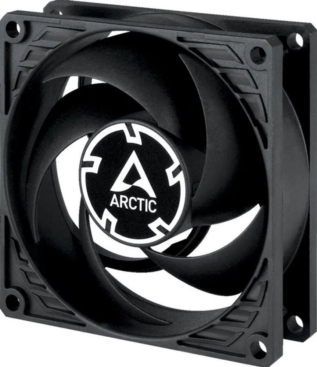 Arctic P8 Max - Ventilatorhuis High Speed PMW - 2U Serverracks - 80 mm - 40 cfm - 500 - 5000 omw/min. - 20.63 dBA - 0 db Modus - 4 Pin PMW - zwart