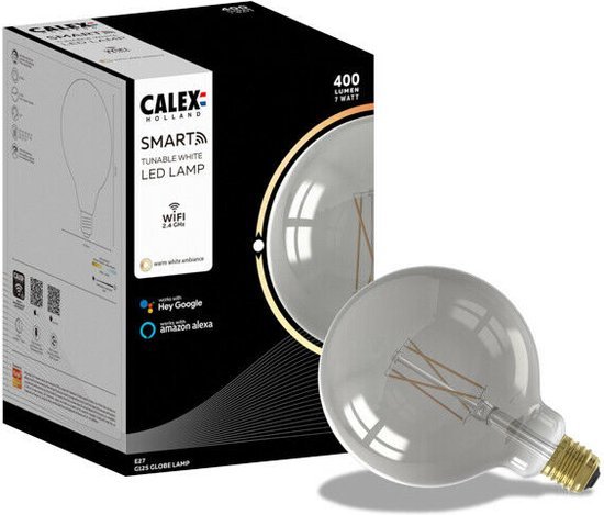Calex Smart LED Lamp - Wifi Filament Verlichting - Globe 12,5cm - E27 - Slimme Bulb - Dimbaar - 7W