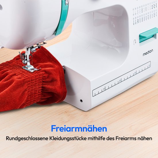MEDION naaimachine met vrije arm SM60 (60 watt, 60 verschillende steekpatronen met knoopsgaten, led-naailampje, automatische draadinrijger, achteruitrijgknop, draadafsnijder, MD10689)