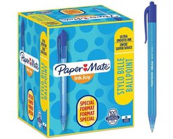 Paper Mate InkJoy 100RT-balpennen met drukknop | Medium punt (1,0 mm) | Blauw | 100 stuks
