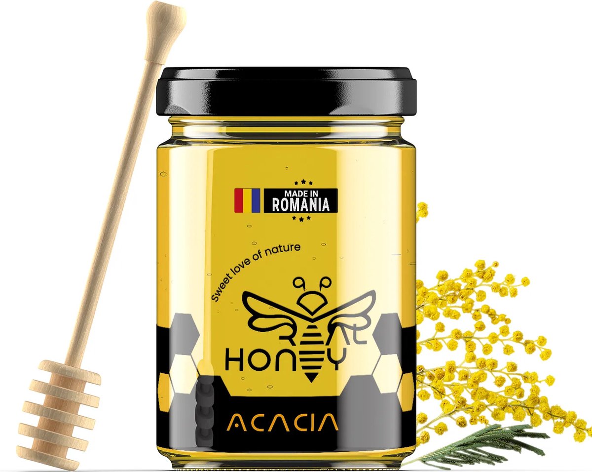 Goedkoopste Real Honey Roemeense Acacia Honing - 450g - Mild & Zoet - 100 Roemeens