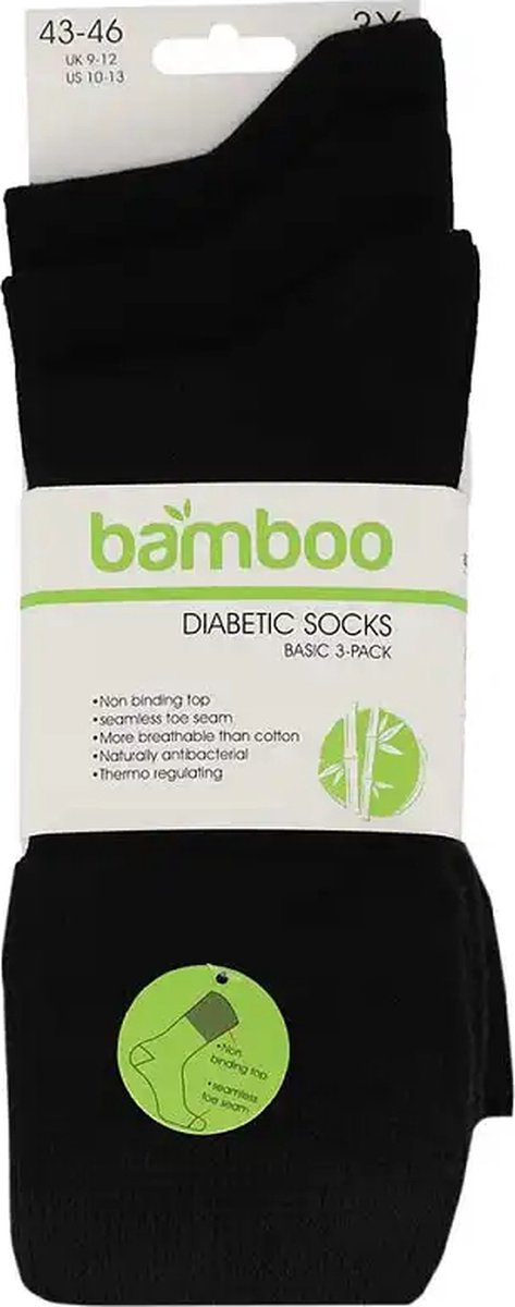 IOMI Footnurse 3-pak uniseks extra brede bamboe diabetes sokken, 4 maten, voor gezwollen voeten en benen, gladde teennaad, gewatteerde voet, Kleur: wit