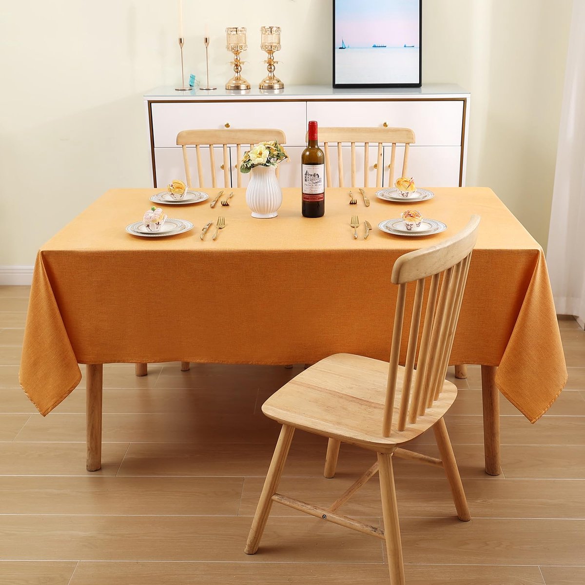 La'Moussawi ® Tafelkleed Met Linnenlook, Waterafstotend En Vlekbestendig Voor Binnen En Buiten Gebruik