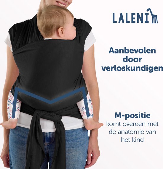 Laleni draagdoek voor pasgeborenen tot 15 kg in katoen | omslagdoek OEKO-TEX gecertificeerd | newborn babydraagzak 5,10m lang | fysiologische kinderdraagzak | groen