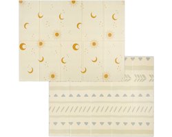 Speelmat opvouwbaar - 200 x 150 cm - afwasbaar - maan - zon - patroon