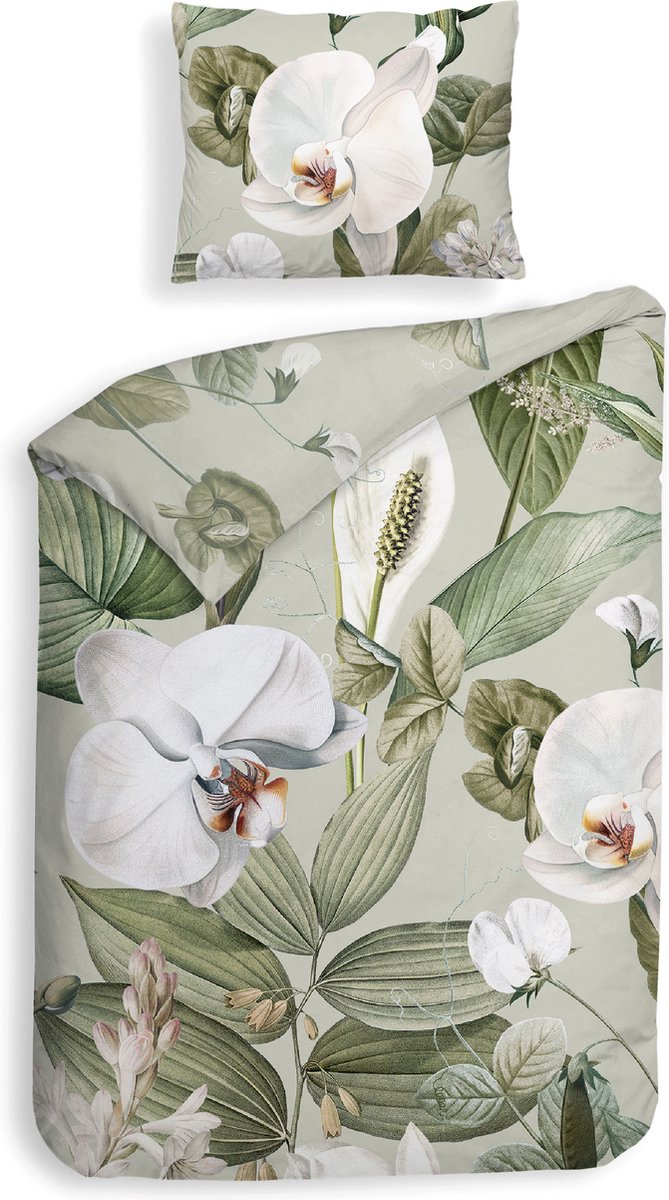 Heckettlane Botanico Dekbedovertrek - Eenpersoons - 140x200/220 cm - Green