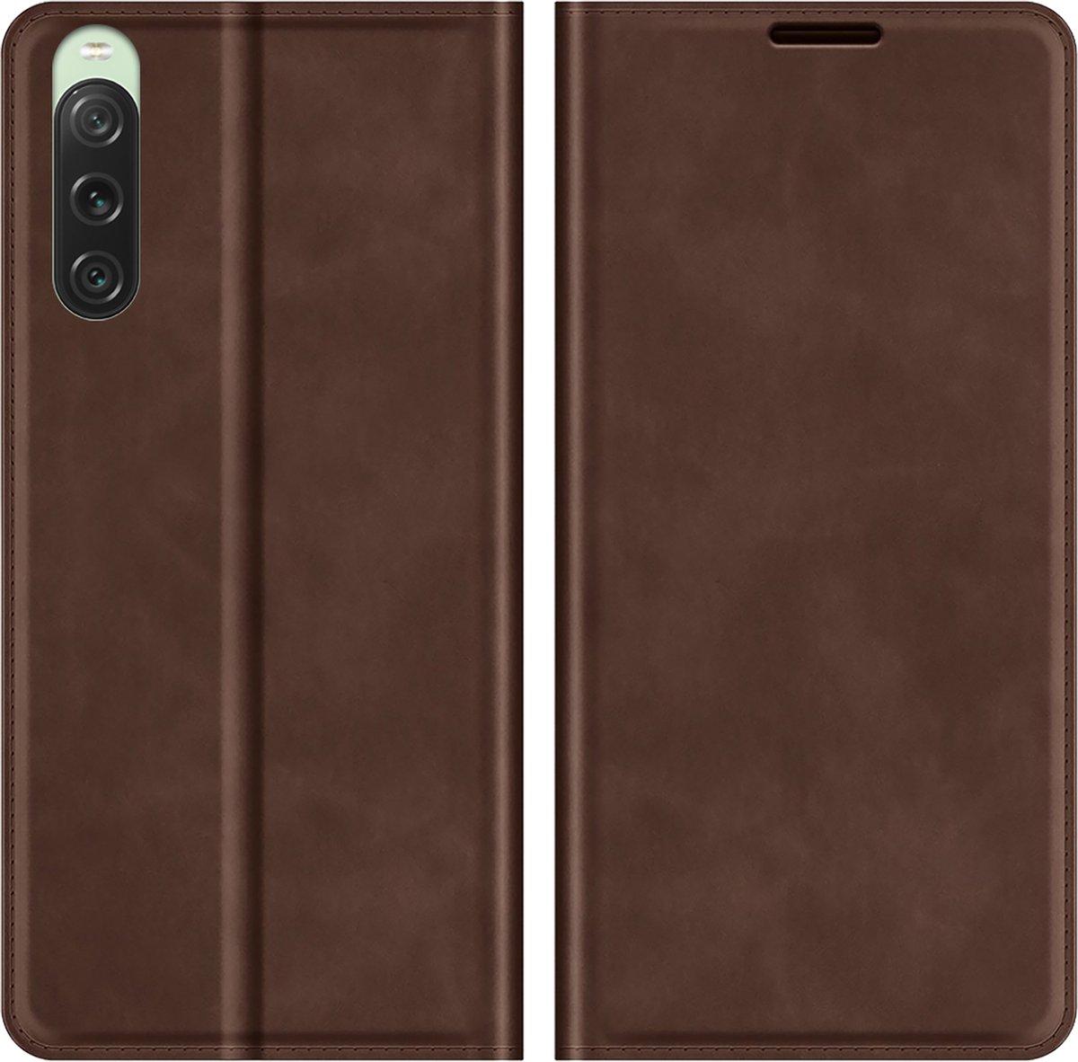 Cazy hoesje geschikt voor Sony Xperia 10 V - Hoesje met Pasjeshouder - Luxe Book Case - Bruin