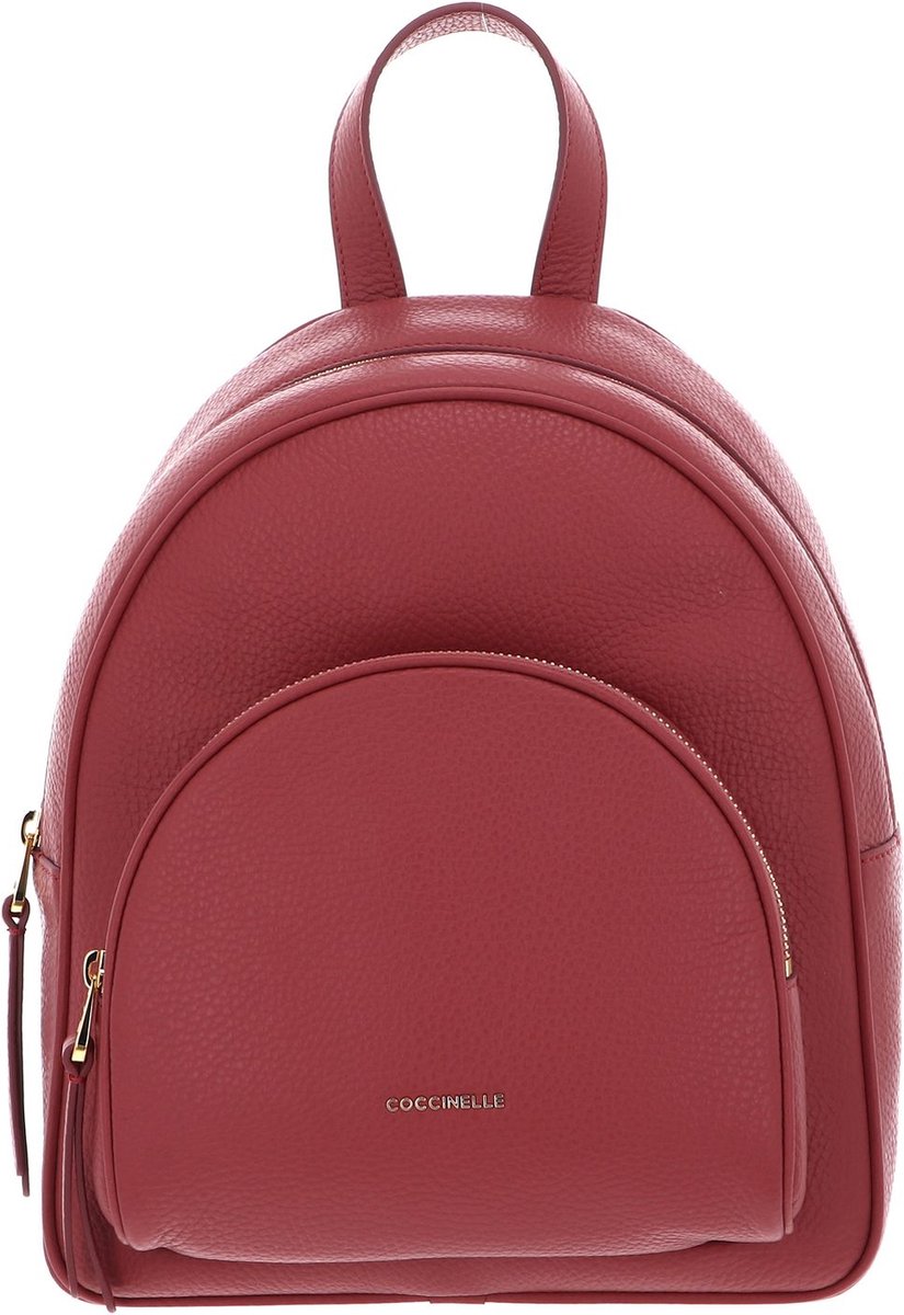 COCCINELLE Leren Vrije tijd rugzak Rugzak Coccinelle Gleen Handback Grained Leather Pot Lichtrood