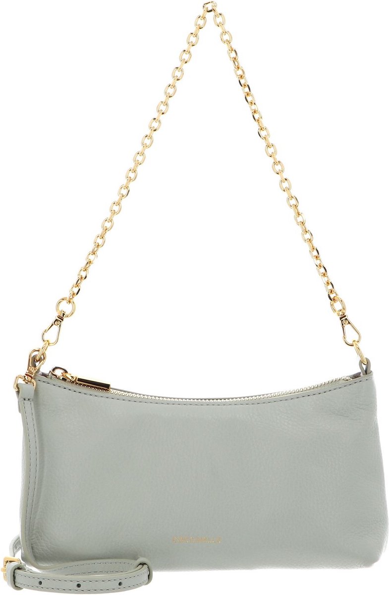 COCCINELLE Leren Schoudertas Aura Mini Bag Grained Leather Celadon Green Mintgroen