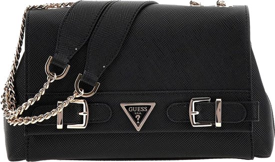 GUESS schoudertas Isemay Convertible Xbody Flap Bag Black zwart