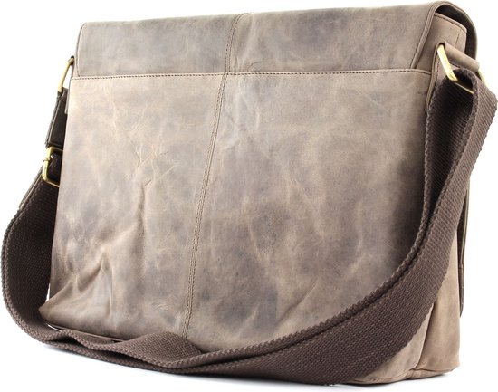 bruno banani Cuir Sac à épaule bandoulière Mallette pour ordinateur portable All Over Postbag Brown Brun