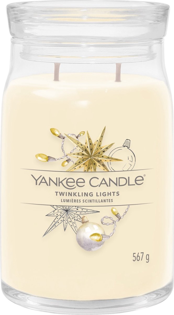 Yankee Candle Twinkling Lights Large Jar Geurkaars - 90 branduren - twee lonten Creme