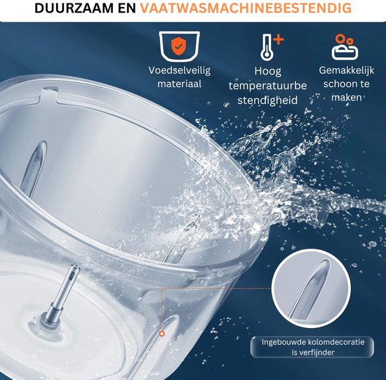 White-Label® Elektrische Groentesnijder Multifunctioneel - Vleesmolen - Gehaktmolen - Uiensnijder - Blauw met Transparant — afbeelding 2