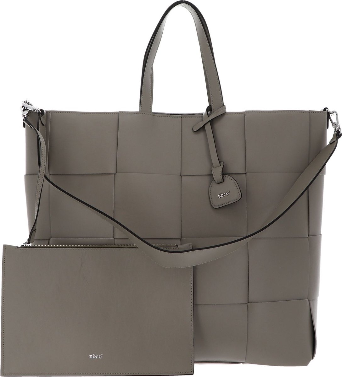 abro Leren Schoudertas Leather Artemide Shopper Chessboard Big Sahara Beige