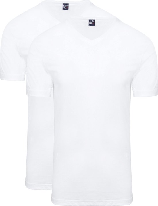 ALAN RED T-shirts no neck (2-pack), diepe V-hals, wit