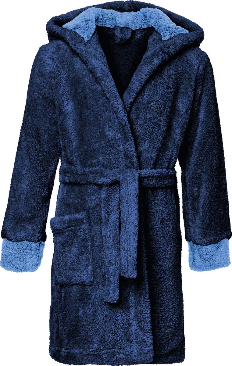 Timone Kinderen Badjas met Capuchon - Wasmachine bestendig - Polyester - TI-Kids - Marineblauw/Blauw/Blauw (616/652/652) - 110-116