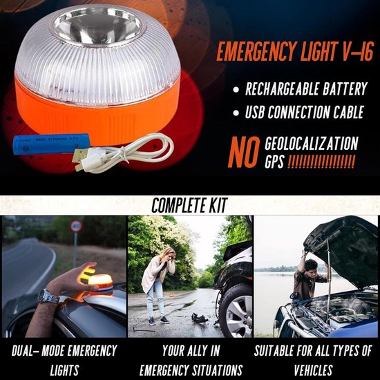 2X Noodlamp V16, Goedgekeurd Door De DGT Voor Noodgevallen, Auto En Motorfiets Magnetische Zaklamp Voertuigen Oplaadbare Batterij 1011857858