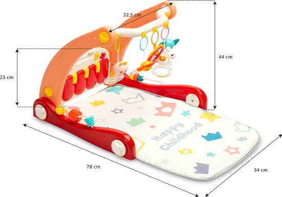 Trotteur Bébé et tapis de jeu musical 2 en 1 - déambulateur - Rose