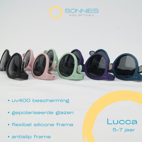Sonnies - Kinderzonnebril Lucca Turchese - Leeftijd 5-7 jaar - gepolariseerde glazen voorzien van UV400 bescherming - lichtgewicht frame - buigzaam en flexibel - jongens en meisjes - kinder zonnebril - kleur turqoise van Sonnies — afbeelding 3