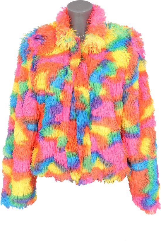 Bontjas dames – Multicolor - Carnavalsjas - Maat XXL